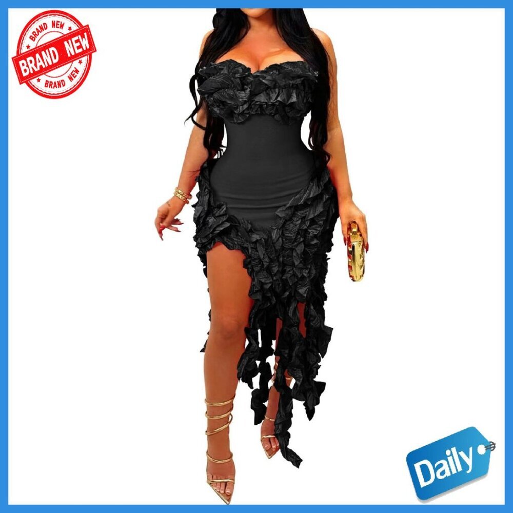 Strapless Ruffle Bodycon Dress - Sexy Party Cocktail Bandage Fit